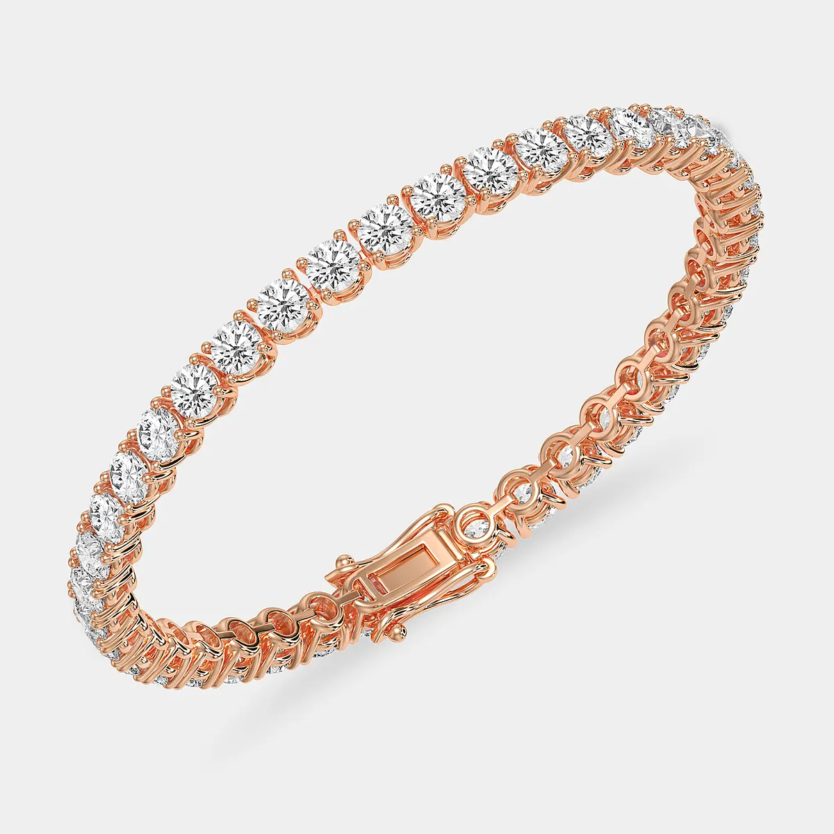 Tennis bracelet in rose gold, open view