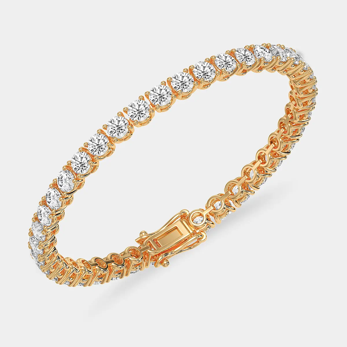Tennis bracelet in yellow gold, open view