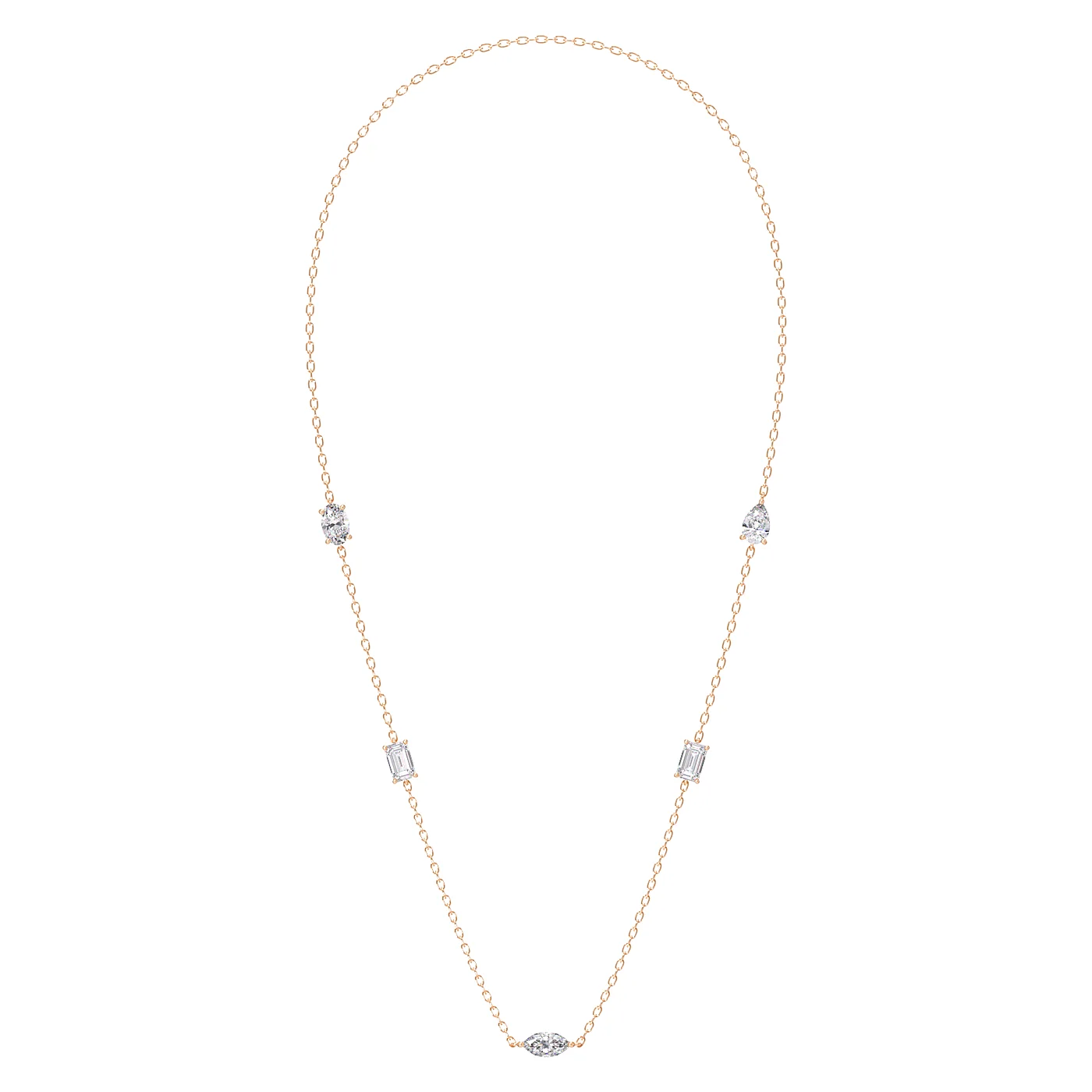 Station Chain Necklace rendered in Rose gold