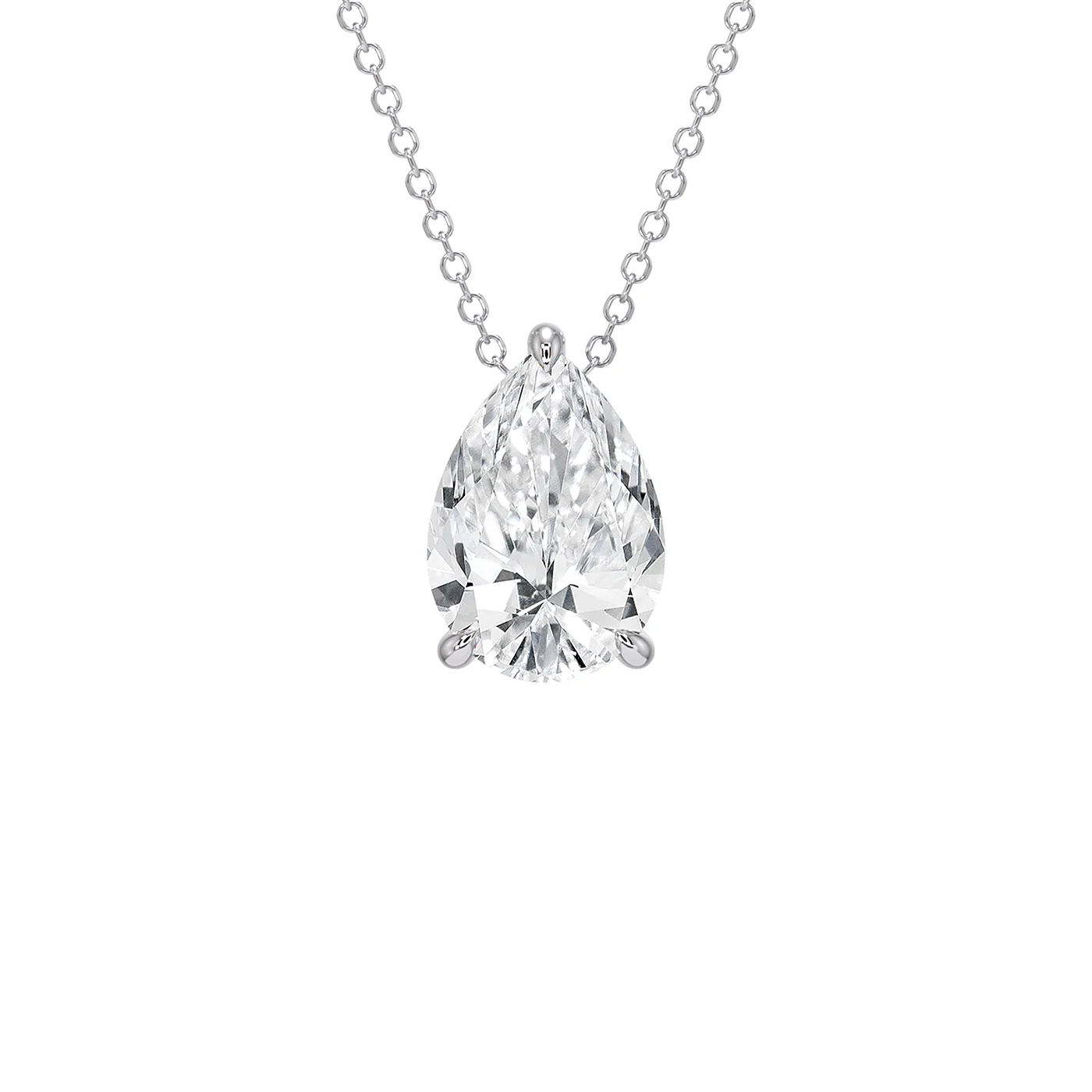 Pear Drop Pendant rendered in White gold