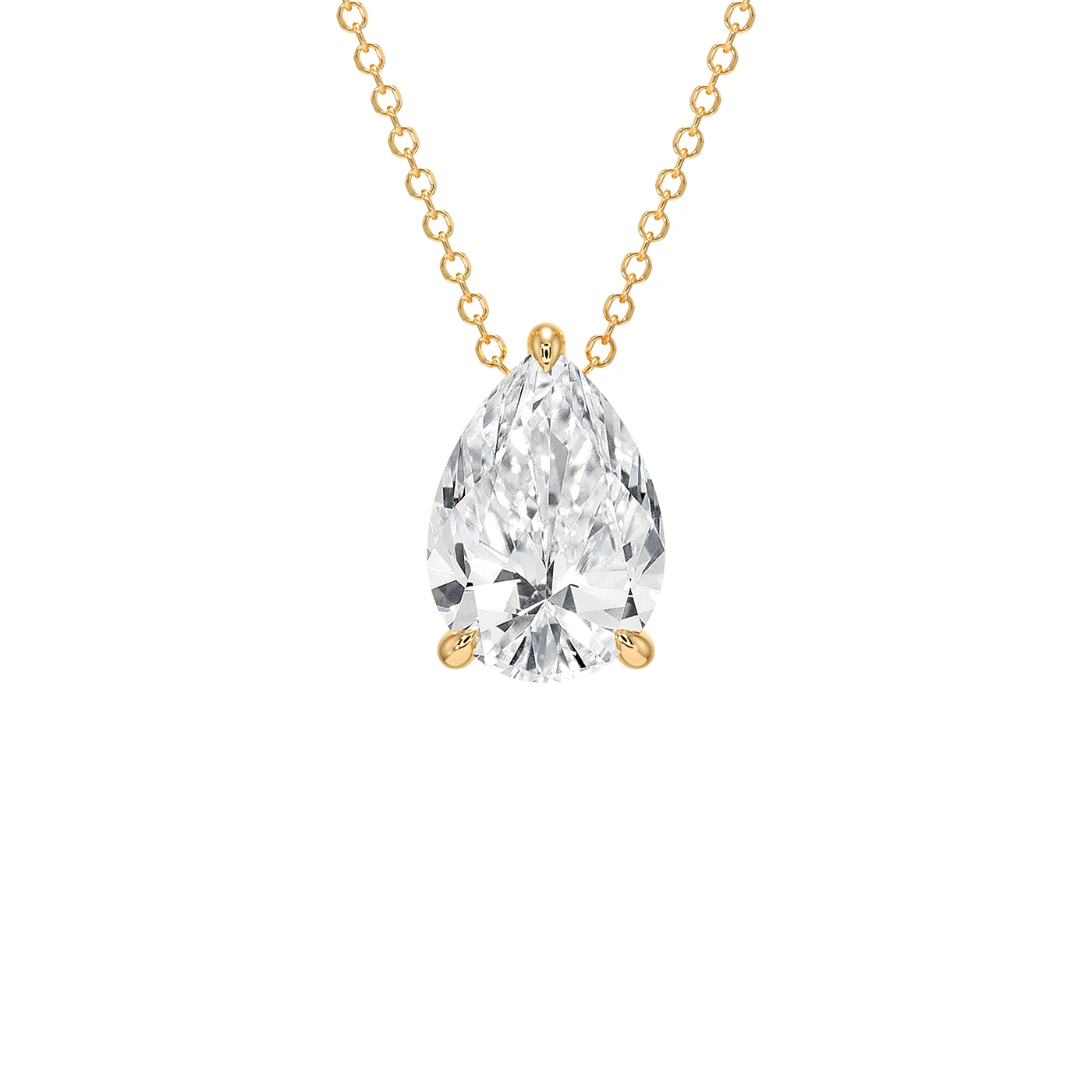 Pear drop pendant in yellow gold, front view