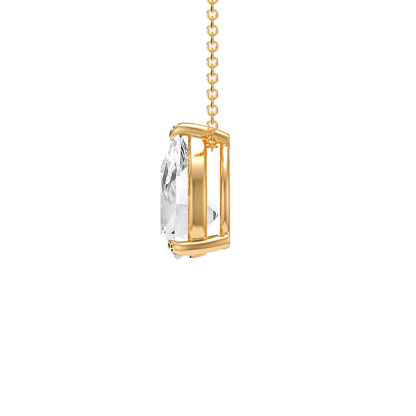 Pear drop pendant in yellow gold, second angle