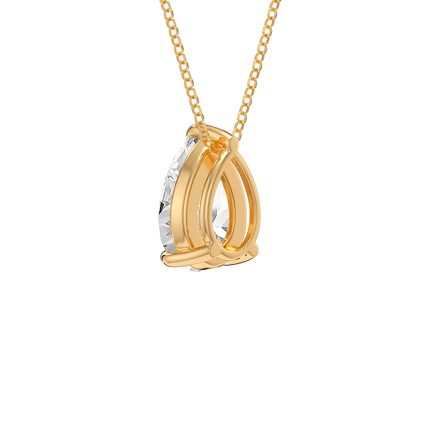 Pear drop pendant in yellow gold, detail view