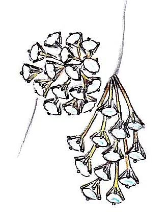 Cascade Pendant manual jewellery sketch